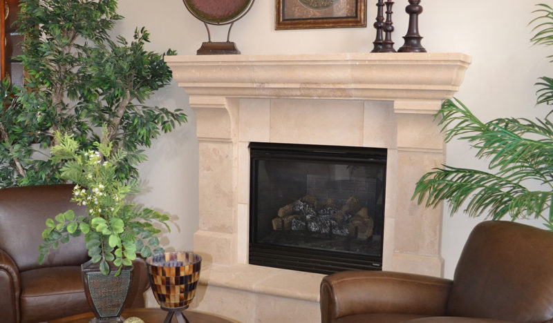 (ARCHITECTURAL)- FIREPLACE #204 WITH WITH RAISED HEARTH IN RIVIERA BEIGE HONED