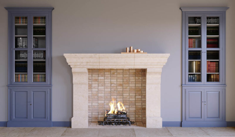 FP-204 Chester Traditional White Limestone Fireplace Surround
