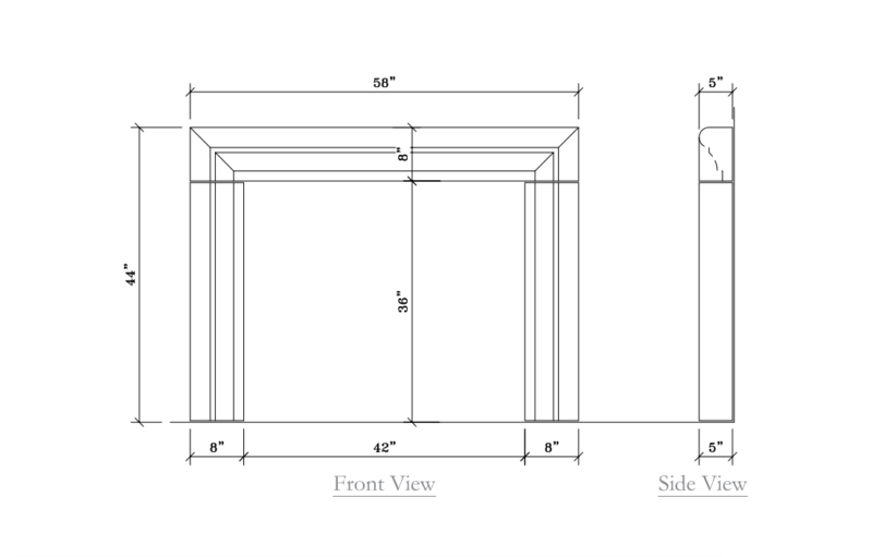 Dimensions for fireplace 105