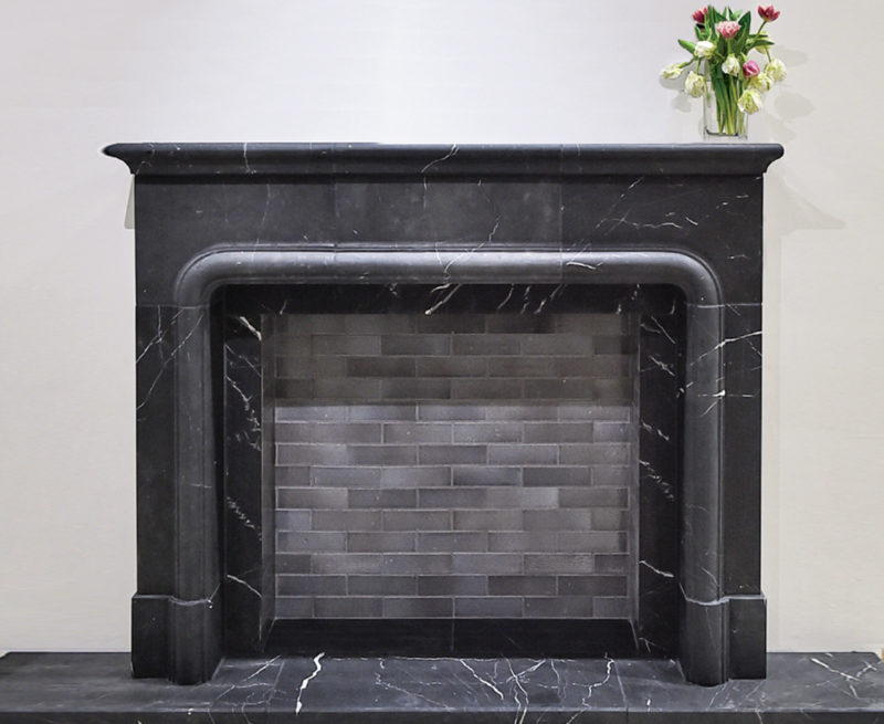 McGaha Fireplace collection Lazare stone fireplace surround in black nero marble
